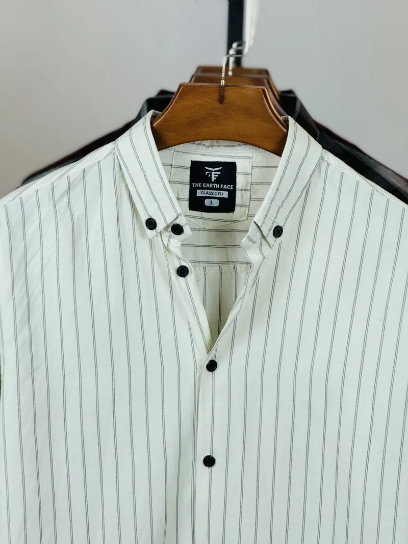 White Premium Stripe Casual Shirt