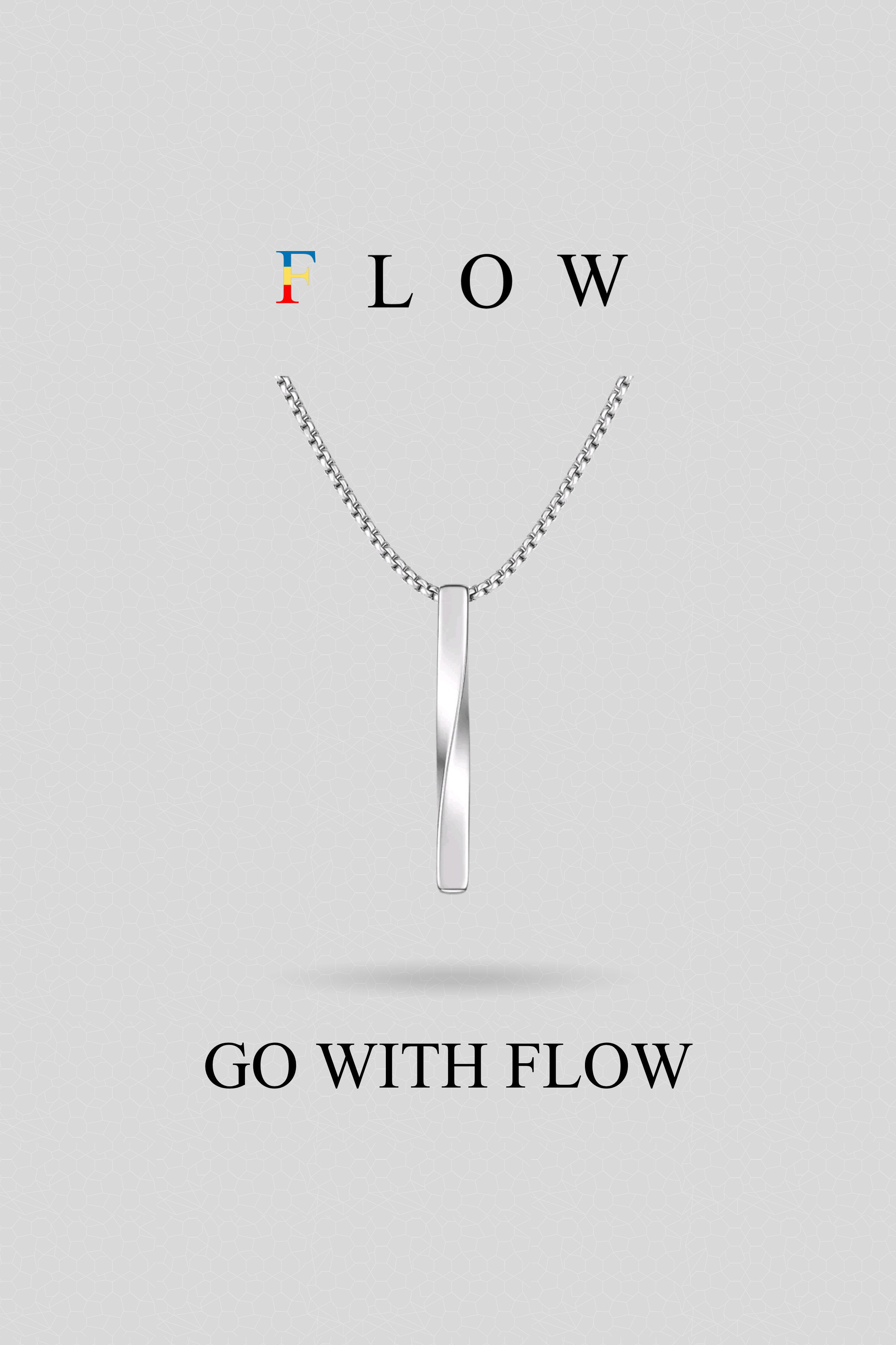 Twisted Bar Pendant with Chain (Silver)