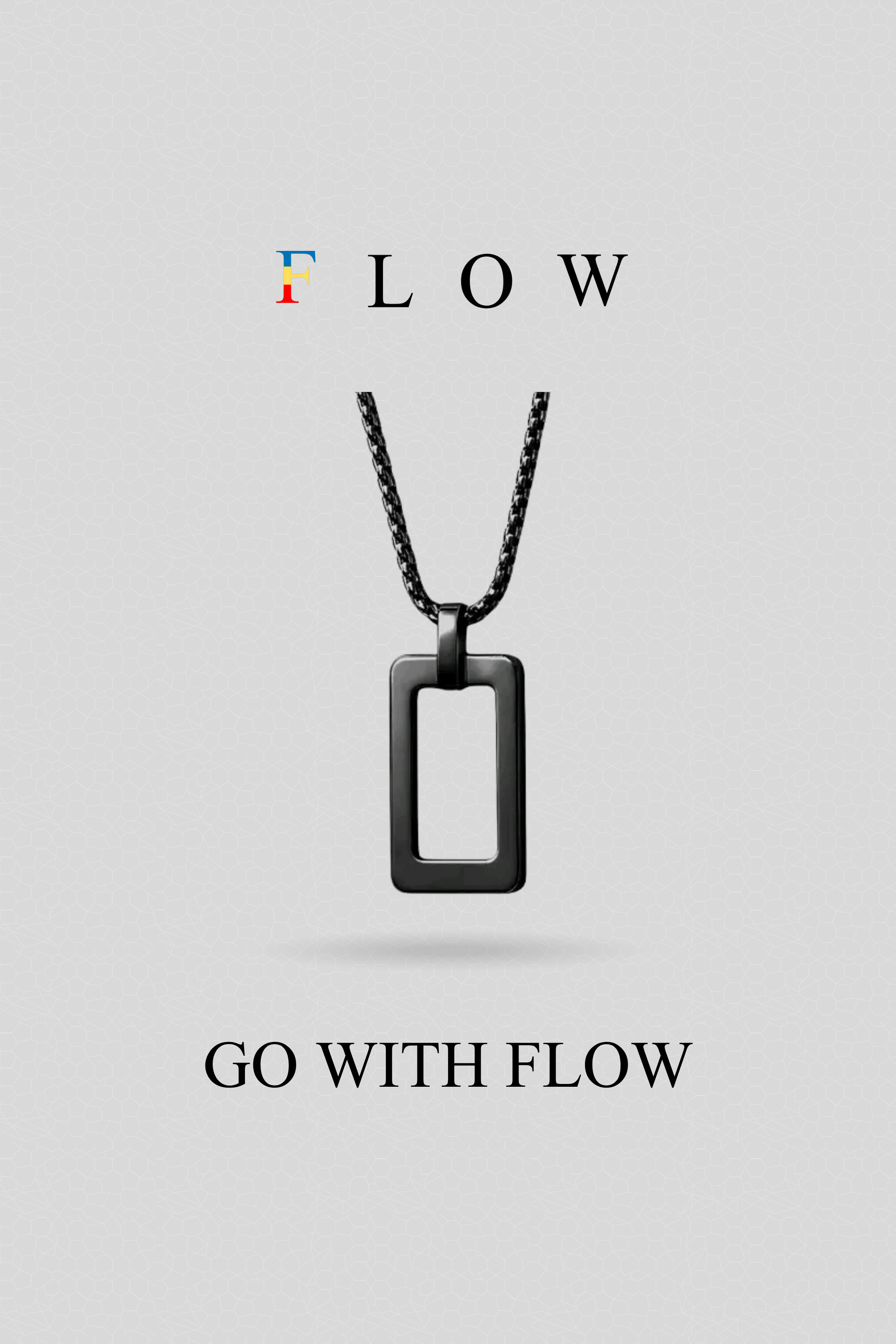 Square Pendant With Chain [Black]