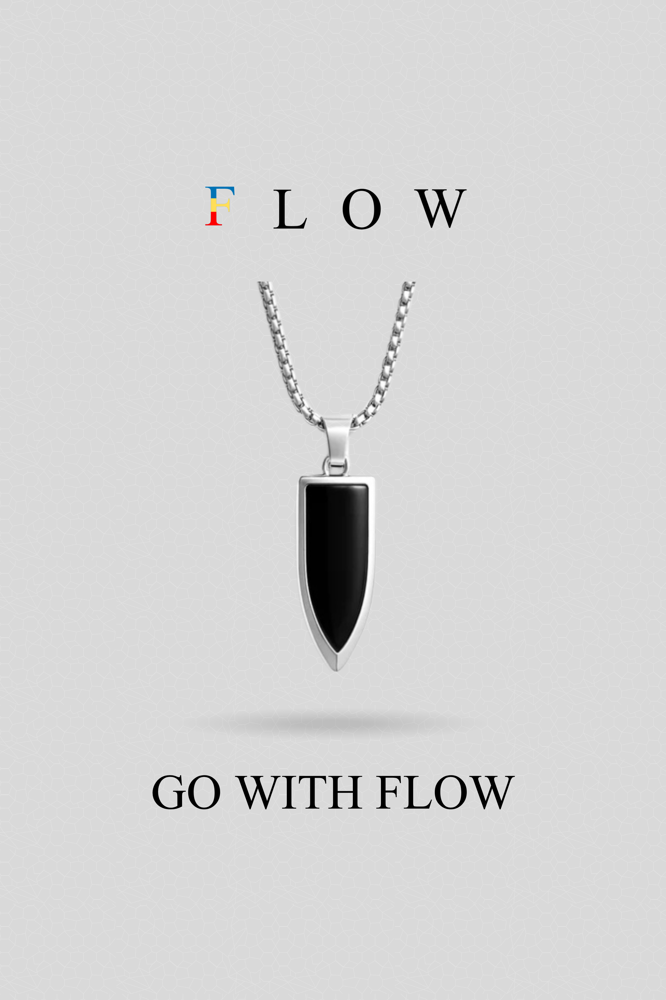 Obsidian Edge Pendant with Chain (Silver)