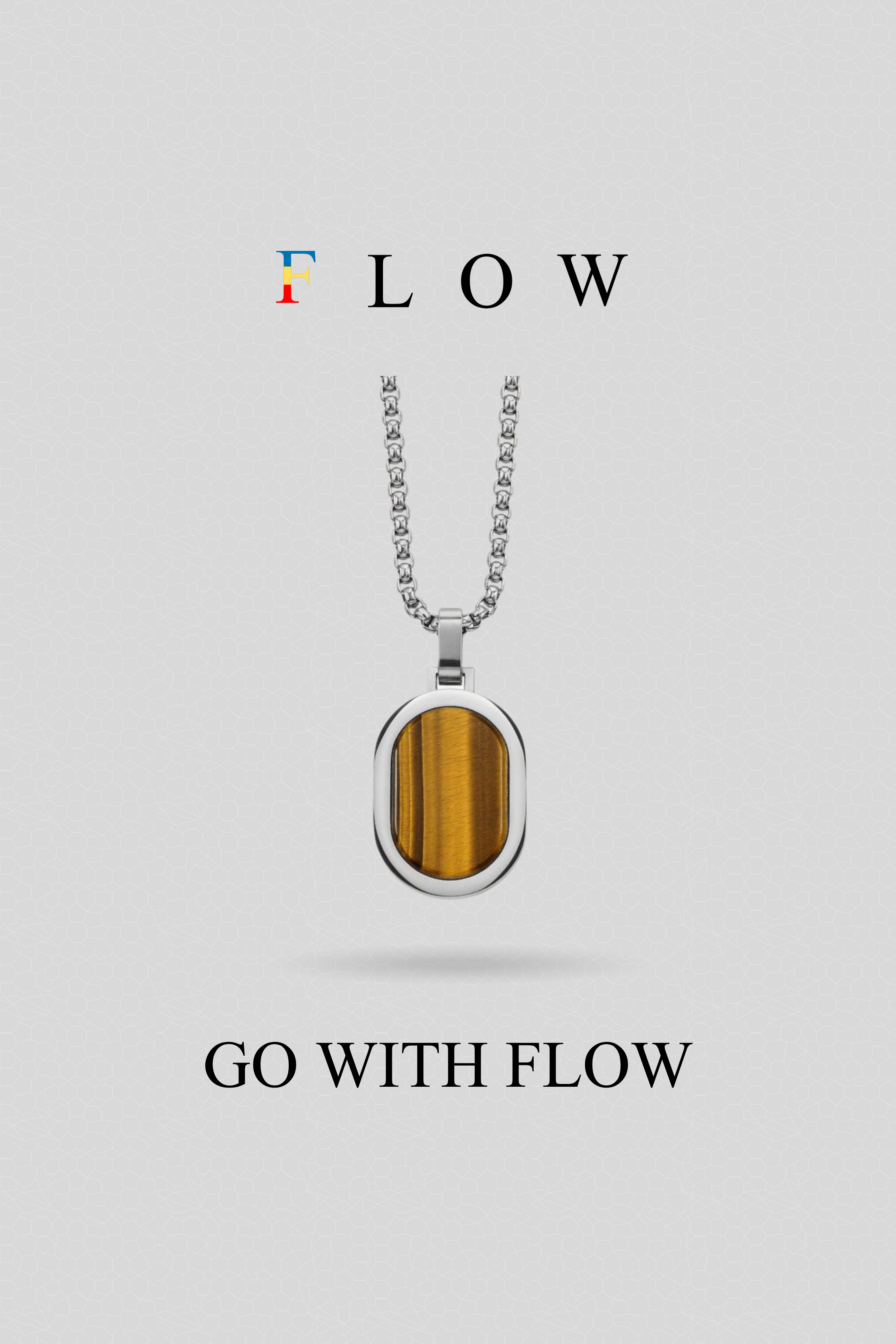 Natural Oval stone pendant with chain
