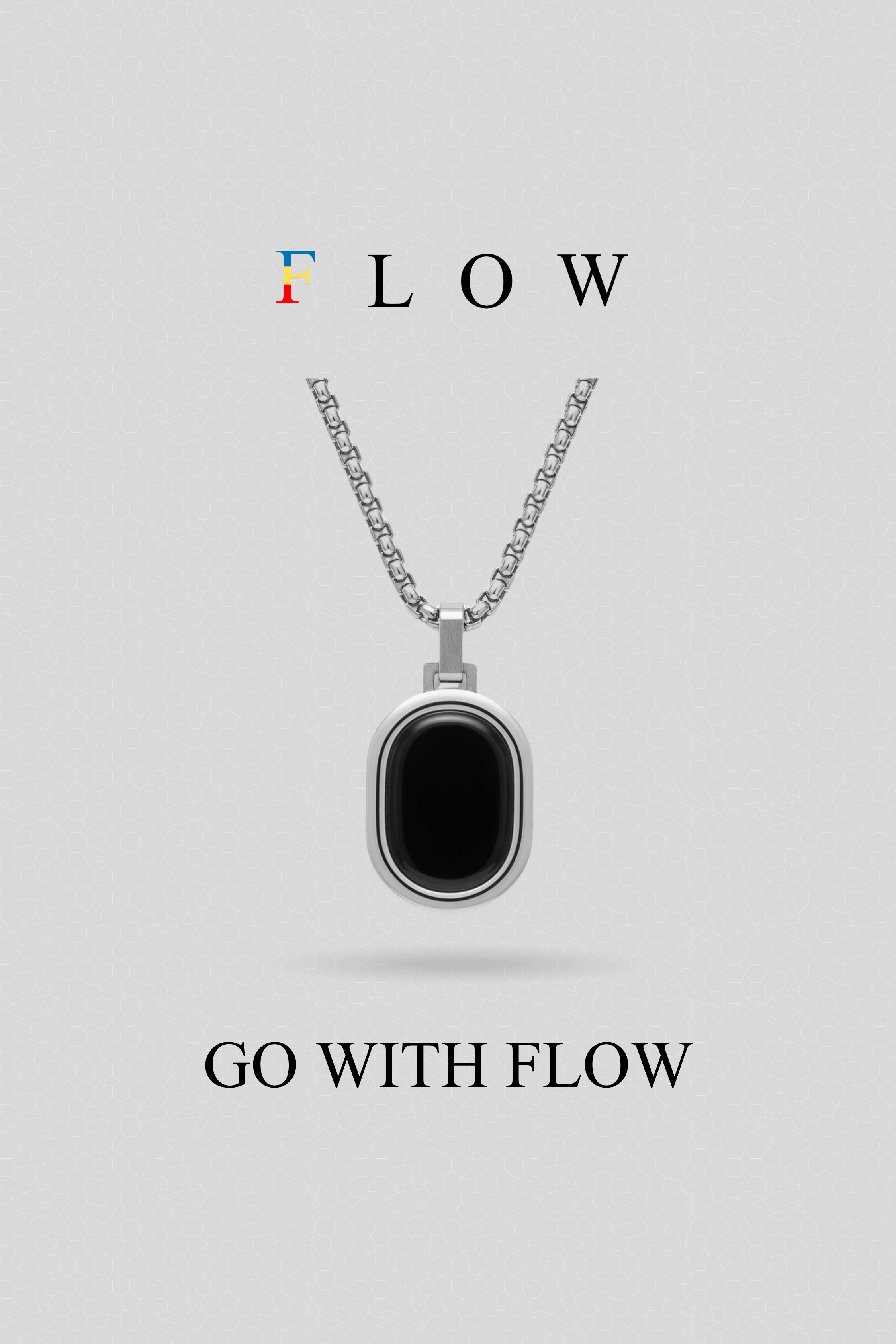 Geometric Oval pendant with chain