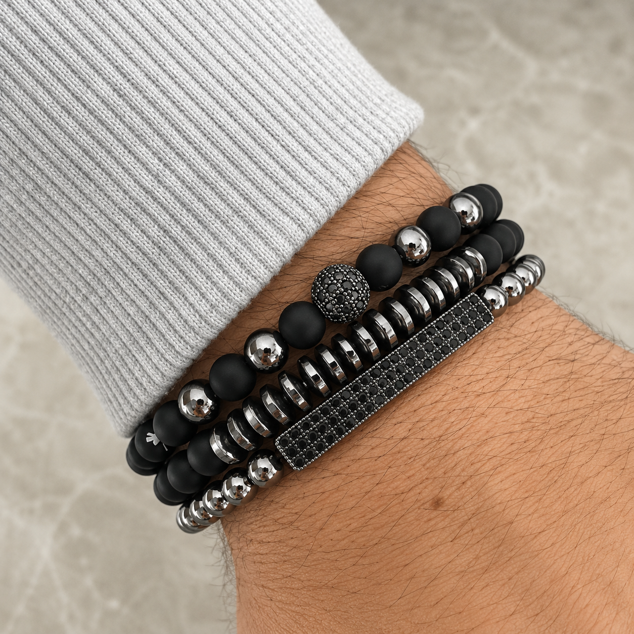 Dark Pulse Trio Bead Bracelet