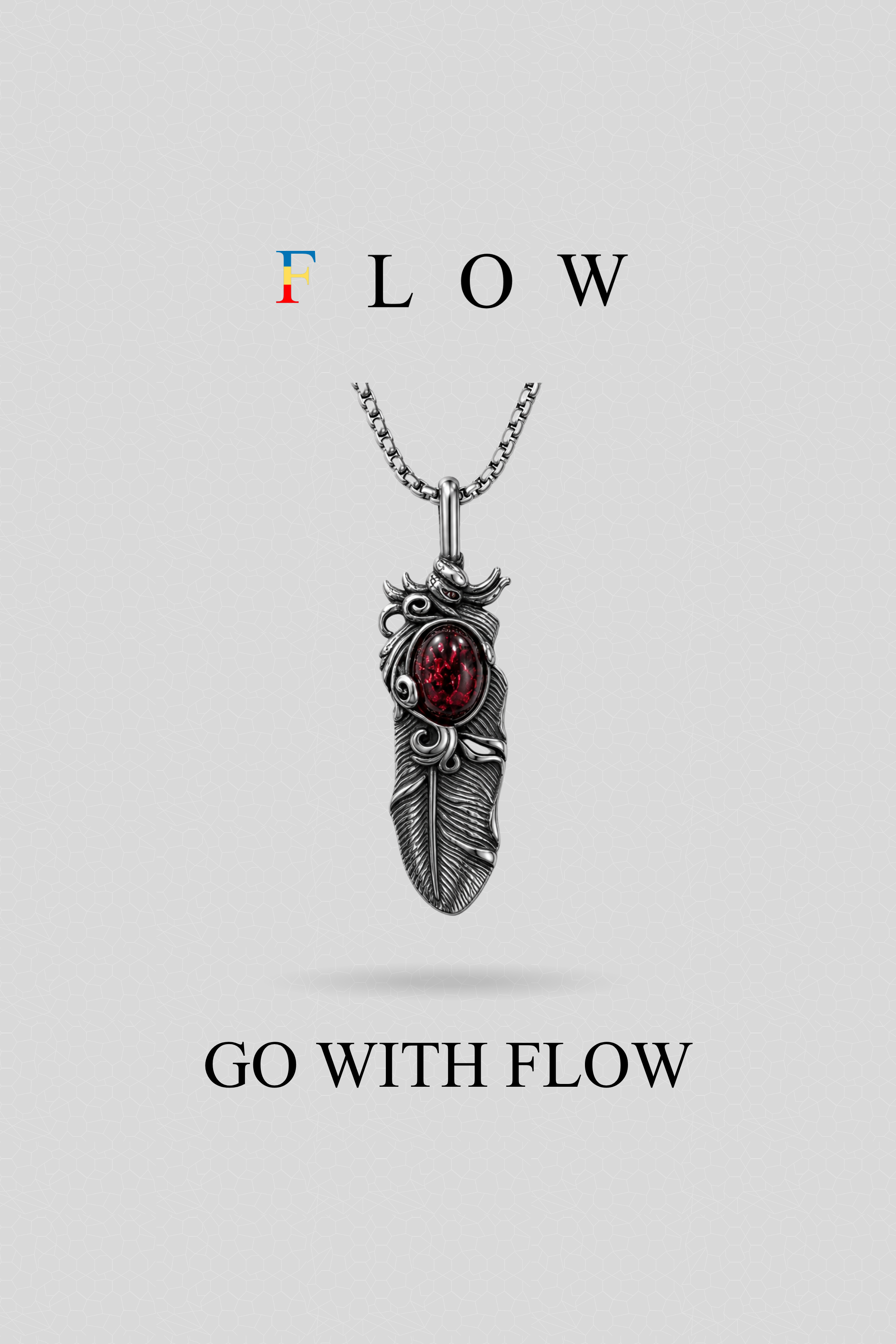 Ruby Plume Pendant with Chain(Red)