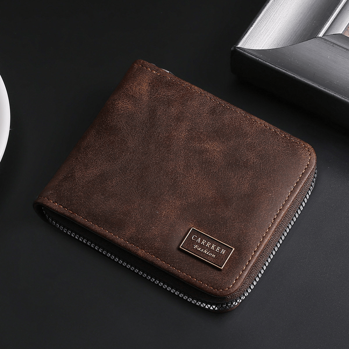 Men's business fashion multi-function zipper short wallet large capacity multi-card wallet_img_3