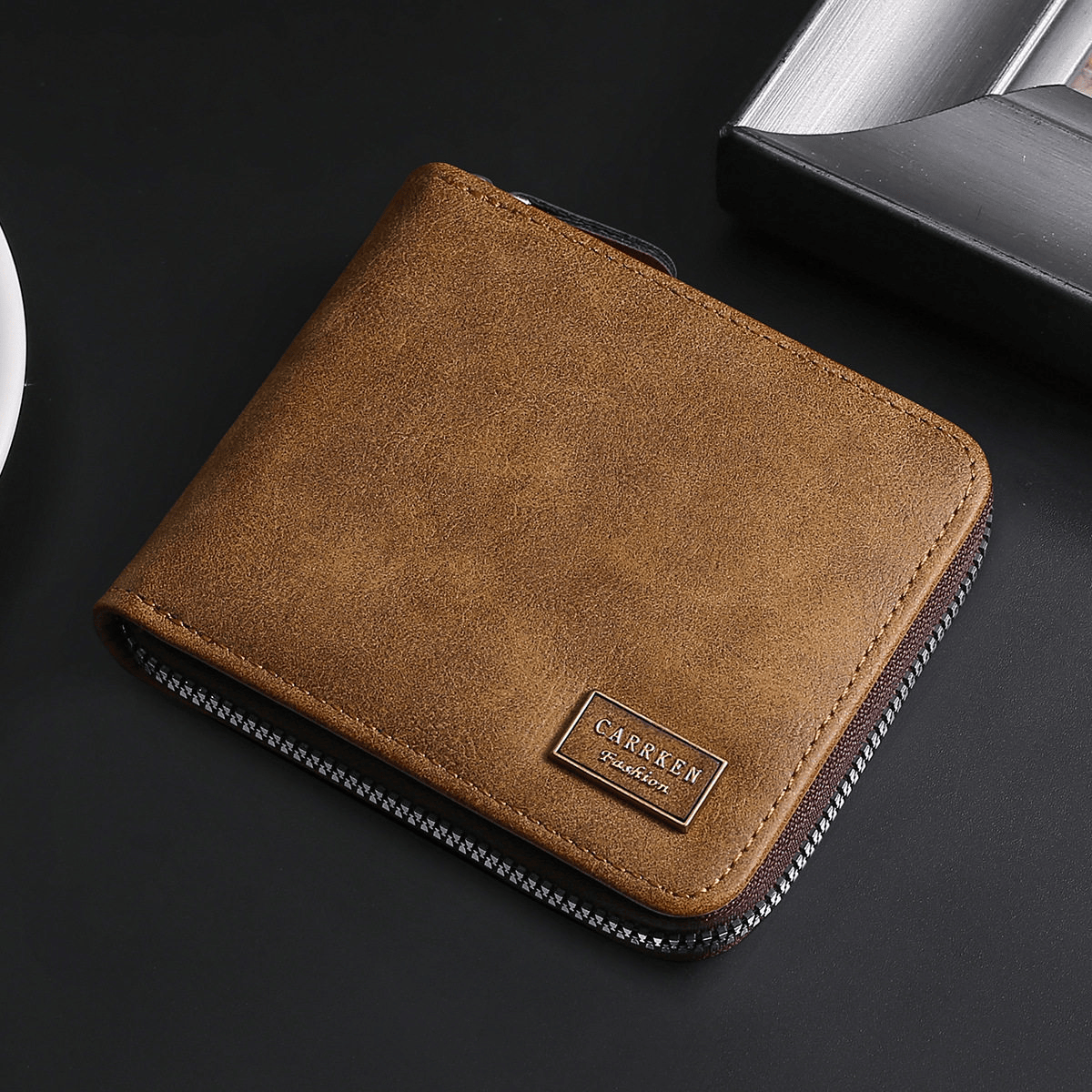 Men's business fashion multi-function zipper short wallet large capacity multi-card wallet_img_2