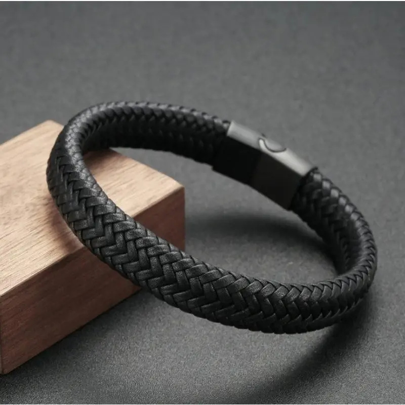 Hand-Woven Men's Bracelet Leather Alloy_img_8