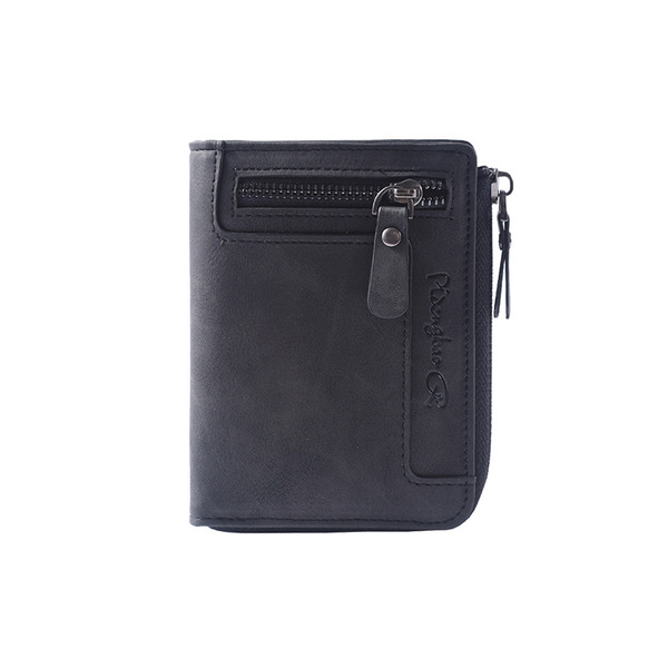 Cross-Border Men's Wallet, High-End, Short Style, Multi-Functional, Large Capacity, Zippered, Casual, Retro Coin Purse Wallet_img_3