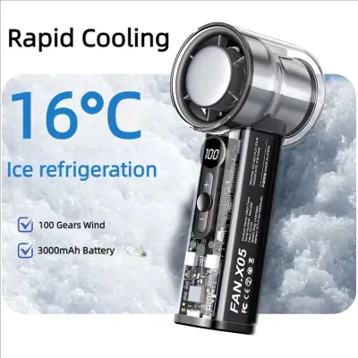 X05 Turbo Handheld Fan 100 Speed Levels - Cold Compress Ice Cooling Fan in 5 second - Digital display (AG 02)_img_0