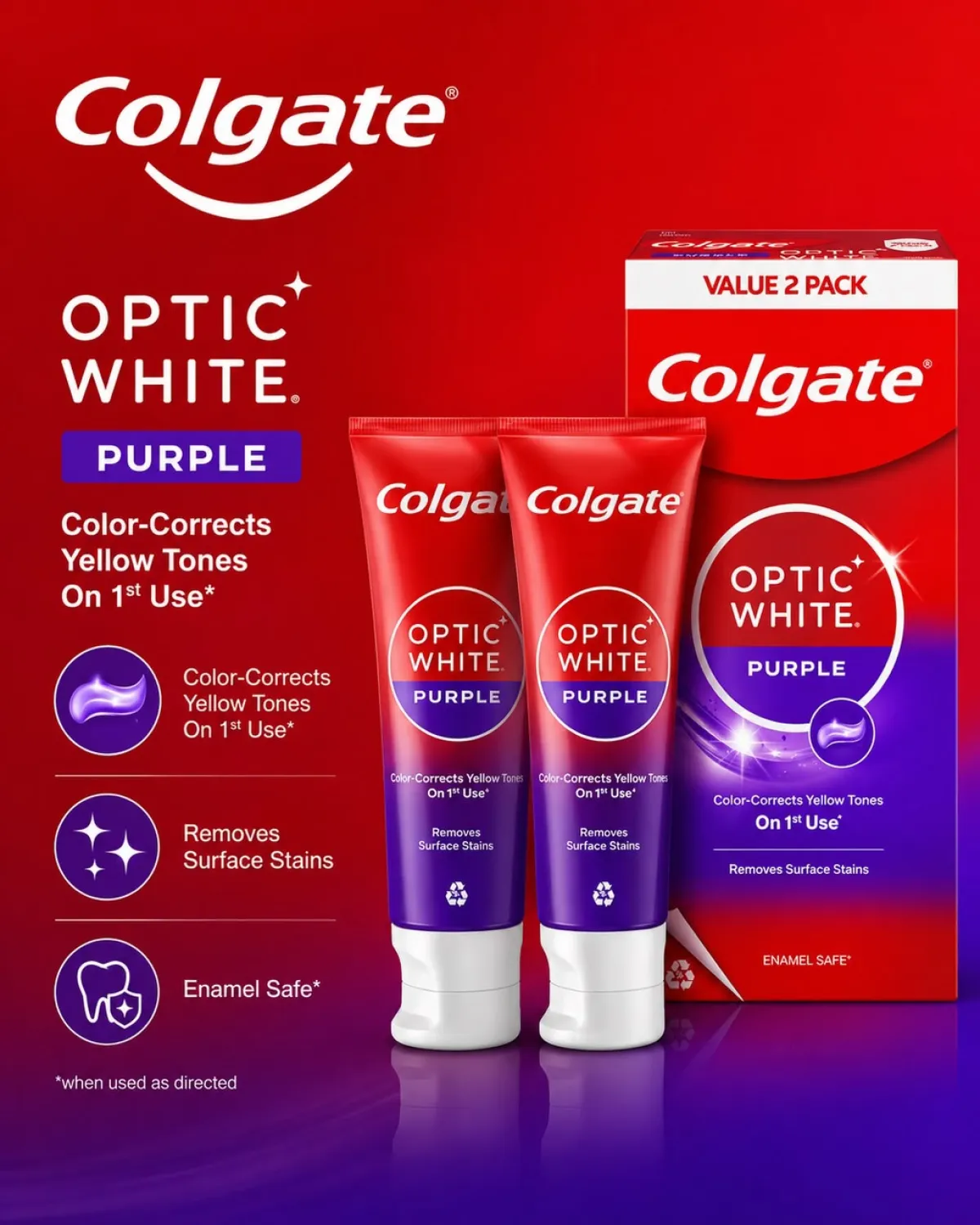 COLGATE OPTIC WHITE PURPLE TOOTHPASTE