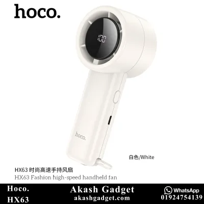 Hoco HX63 Rechargeable Portable Handheld Fan with Digital Display – 2000mAh, 5 Speeds_img_4