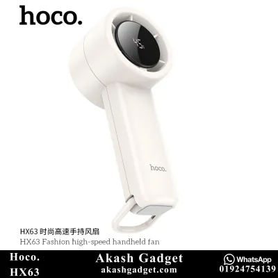 Hoco HX63 Rechargeable Portable Handheld Fan with Digital Display – 2000mAh, 5 Speeds_img_2