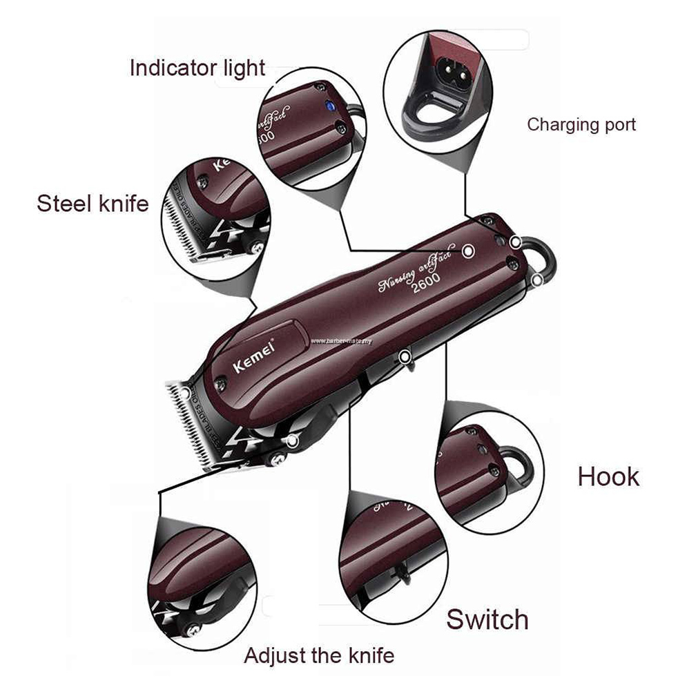 Kemei KM-2600 Professional AC/DC Cord/Cordless Adjustable Hair Clipper & Beard Trimmer for Men_img_6