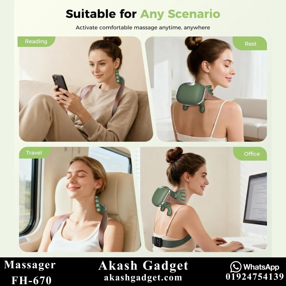 FH-670 Rechargeable Neck and Shoulder Massager with Heat Therapy