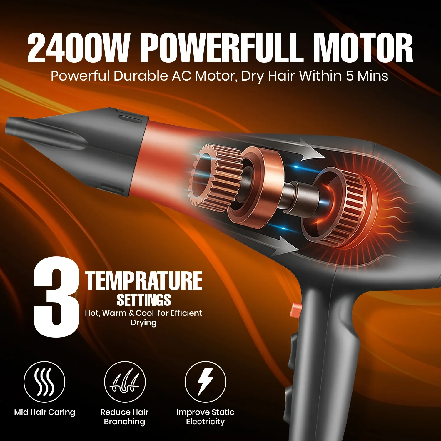 VGR V-455 Professional Hair Dryer for Women 2000-2400W_img_10