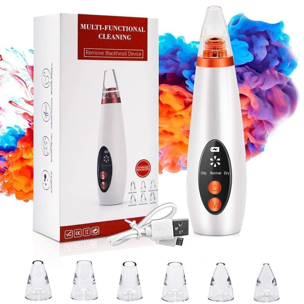 6 in 1 Multi-Function USB Rechargeable Blackhead Remover, Instrument Black Dot Remover, Acne Vacuum, Suction Face Clean, Black Head Pore Cleaning, Beauty Skin for Women_img_5