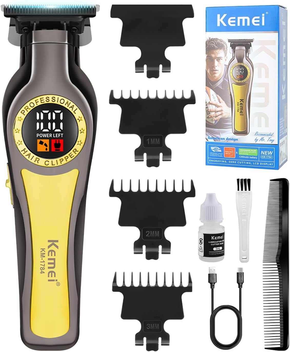 Kemei KM-1784 New Hair Clipper and Trimmers |  Fast 6500RPM Motor Quality, 1200mAh Built-in Li-battery, Last Long Barber Hair Salon Detail_img_5
