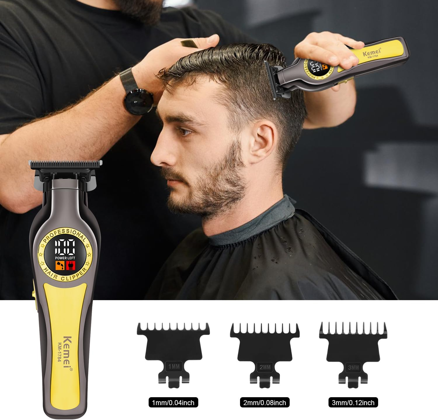 Kemei KM-1784 New Hair Clipper and Trimmers |  Fast 6500RPM Motor Quality, 1200mAh Built-in Li-battery, Last Long Barber Hair Salon Detail_img_13