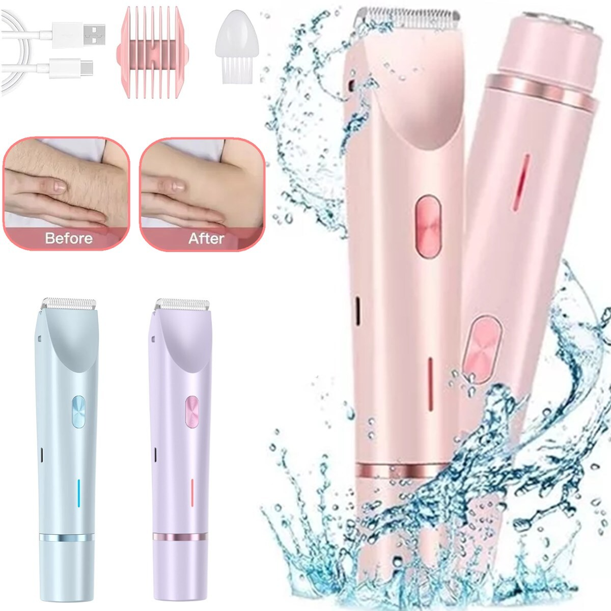 2 in 1 Dual-Head Shaver and Trimmer for Women (Waterproof IPX7)_img_5