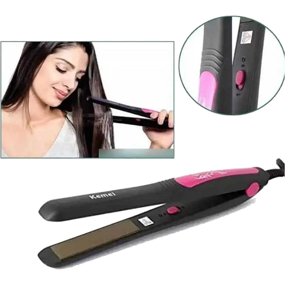 Kemei KM-328 Professional Hair Straightener - 220°C Ceramic Plates_img_3