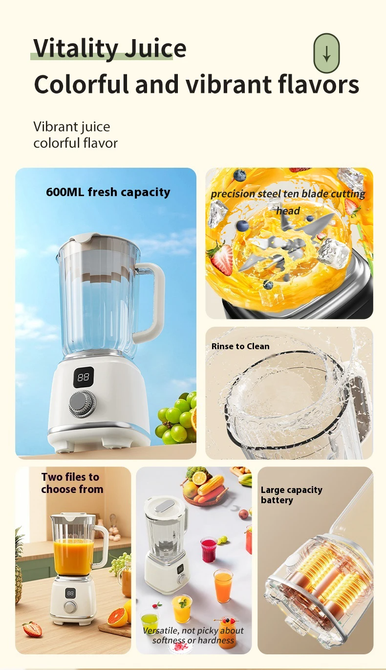 Citrus Portable Juicer Blender | USB Charging, Rechargeable with an LED Display, 600ml Fruit Juicer_img_20