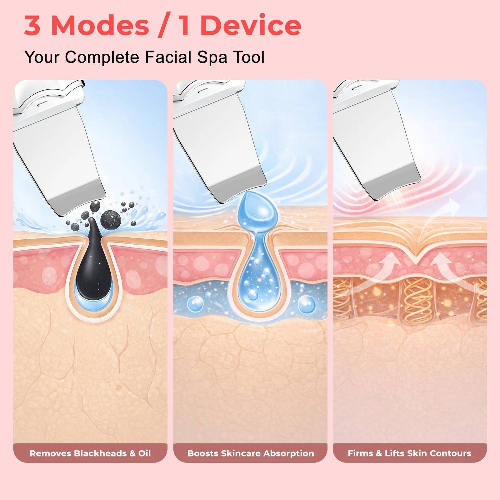 Ultrasonic Shovel BEAUTY START - Skin Scrubber, Face Spatula For Blackhead Removal And Cleansing Pores_img_15