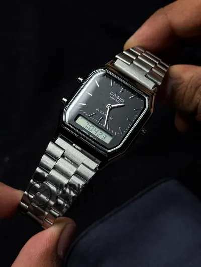 CASIO NOIR LEGACY ANALOG X DIGITAL WATCH SILVER CASE BLACK DIAL_img_3