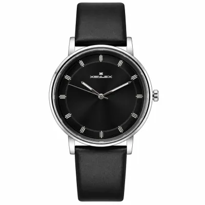XENLEX MINIMALIST BLACK DIAL BLACK LEATHER STRAP WATCH_img_0