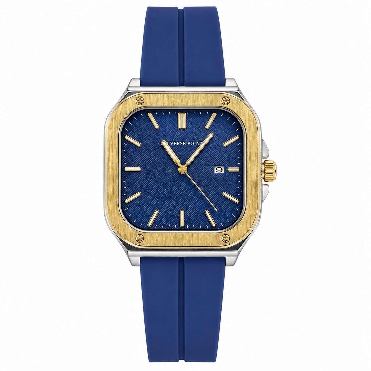 UNIVERSE POINT MAGNETIC SQUARE DIAL BLUE STRAP GOLD BEZEL BLUE DIAL_img_0