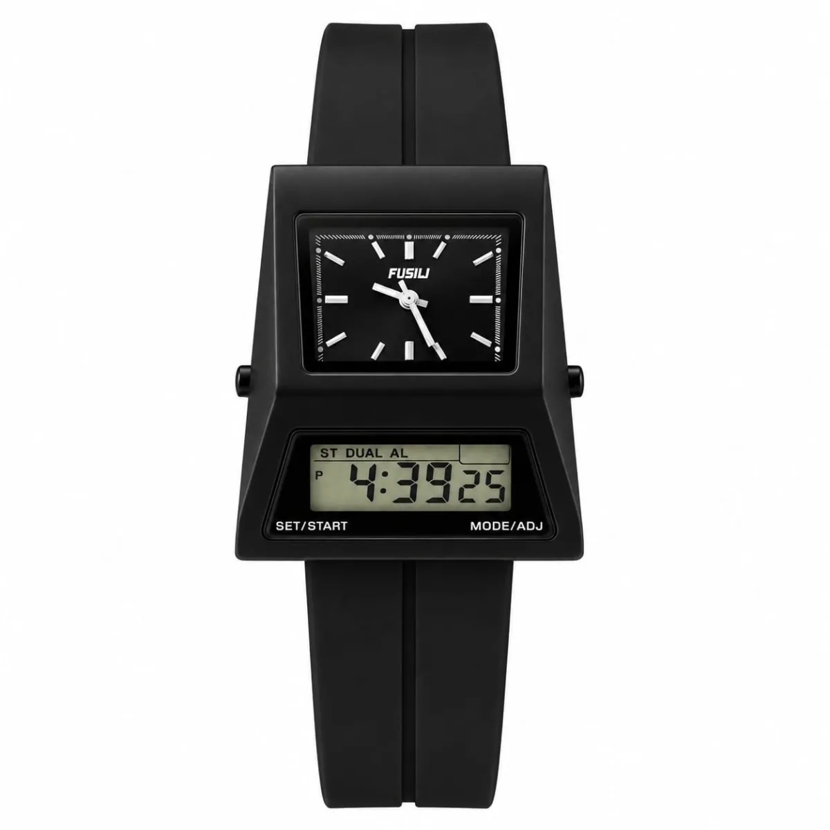 FUSILI RETRO DUAL DISPLAY TRAPEZOID DIGITAL-ANALOG WATCH FULL BLACK