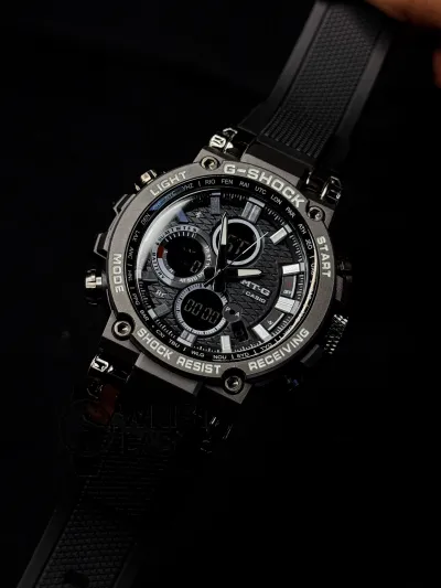 G-SHOCK TITAN FORCE ANALOG X DIGITAL BLACK BEZEL WHITE ACCENT SPORT WATCH_img_1
