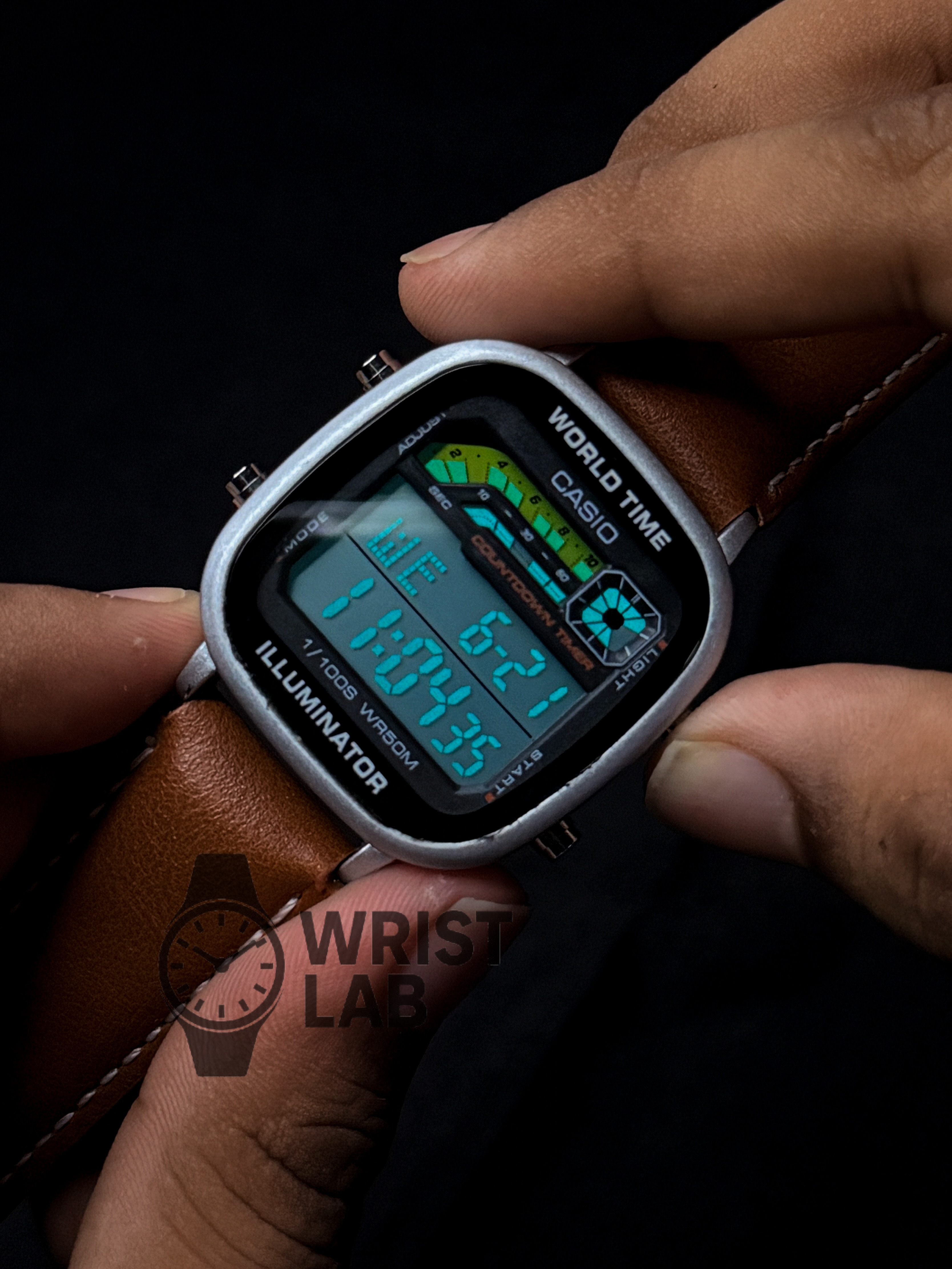 CASIO RETRO WORLD TIMER DIGITAL BISCUIT BELT SILVER CASE_img_3