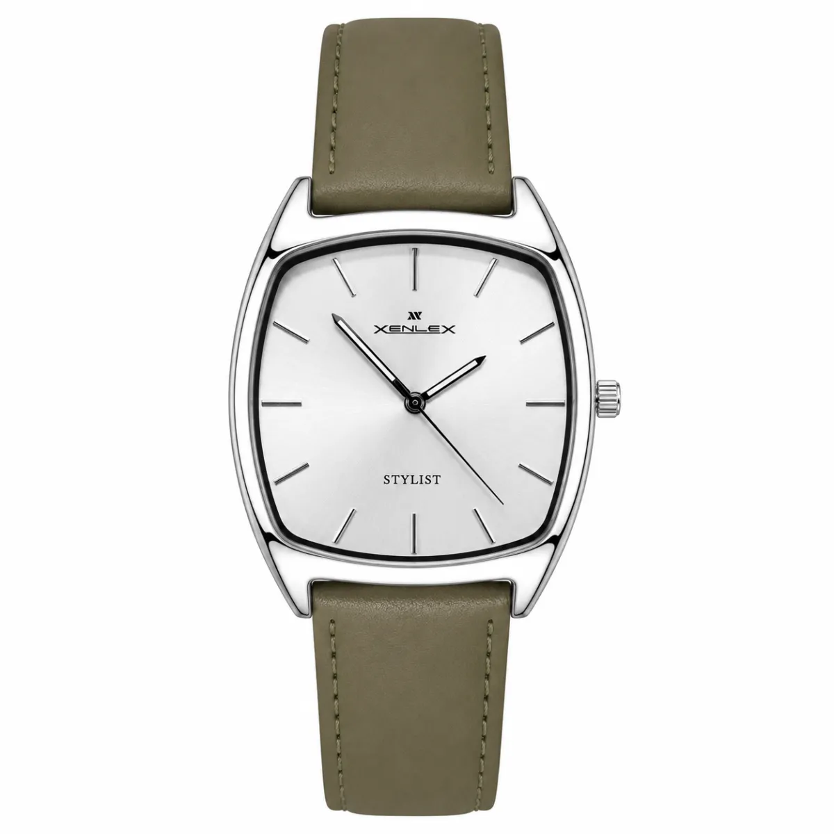 XENLEX STYLINT WHITE DIAL BLACK LEATHER STRAP WATCH