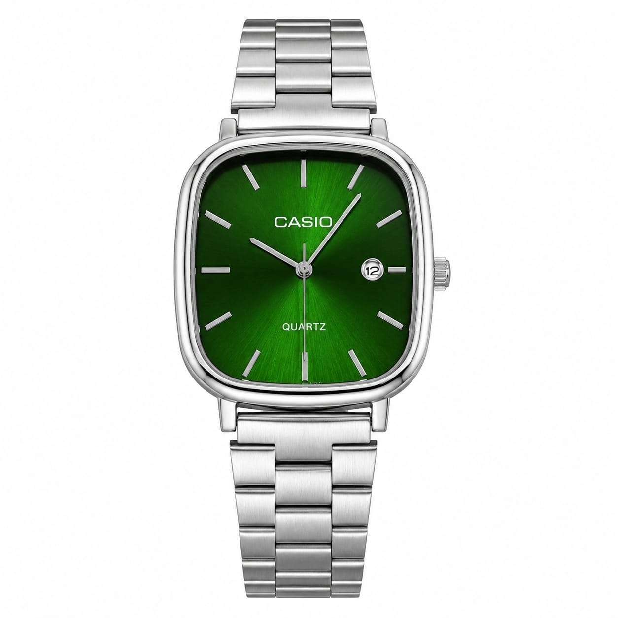 CASIO QUARTZ VINTAGE CHAIN SILVER GREEN_img_0