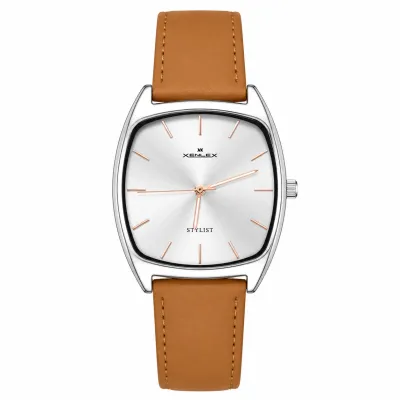 XENLEX STYLINT WHITE DIAL MUSTARD LEATHER STRAP WATCH_img_0