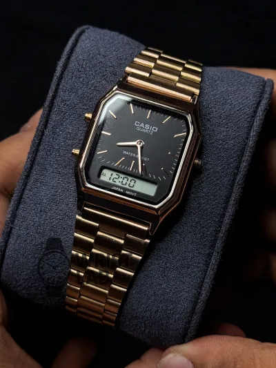 CASIO AQ ANALOG X DIGITAL WATCH COPPER CASE BLACK DIAL_img_1