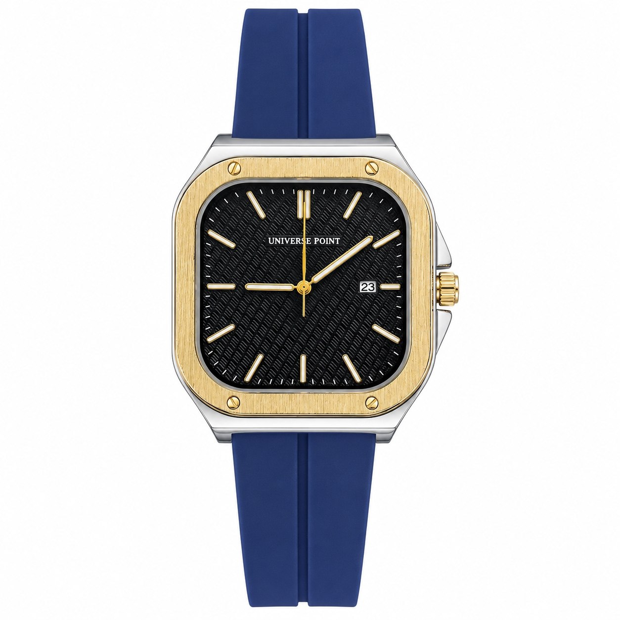 UNIVERSE POINT MAGNETIC SQUARE DIAL BLUE STRAP GOLD BEZEL BLACK DIAL_img_0