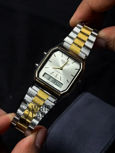 CASIO AQ ANALOG X DIGITAL WATCH SILVER CASE WHITE DIAL_img_2