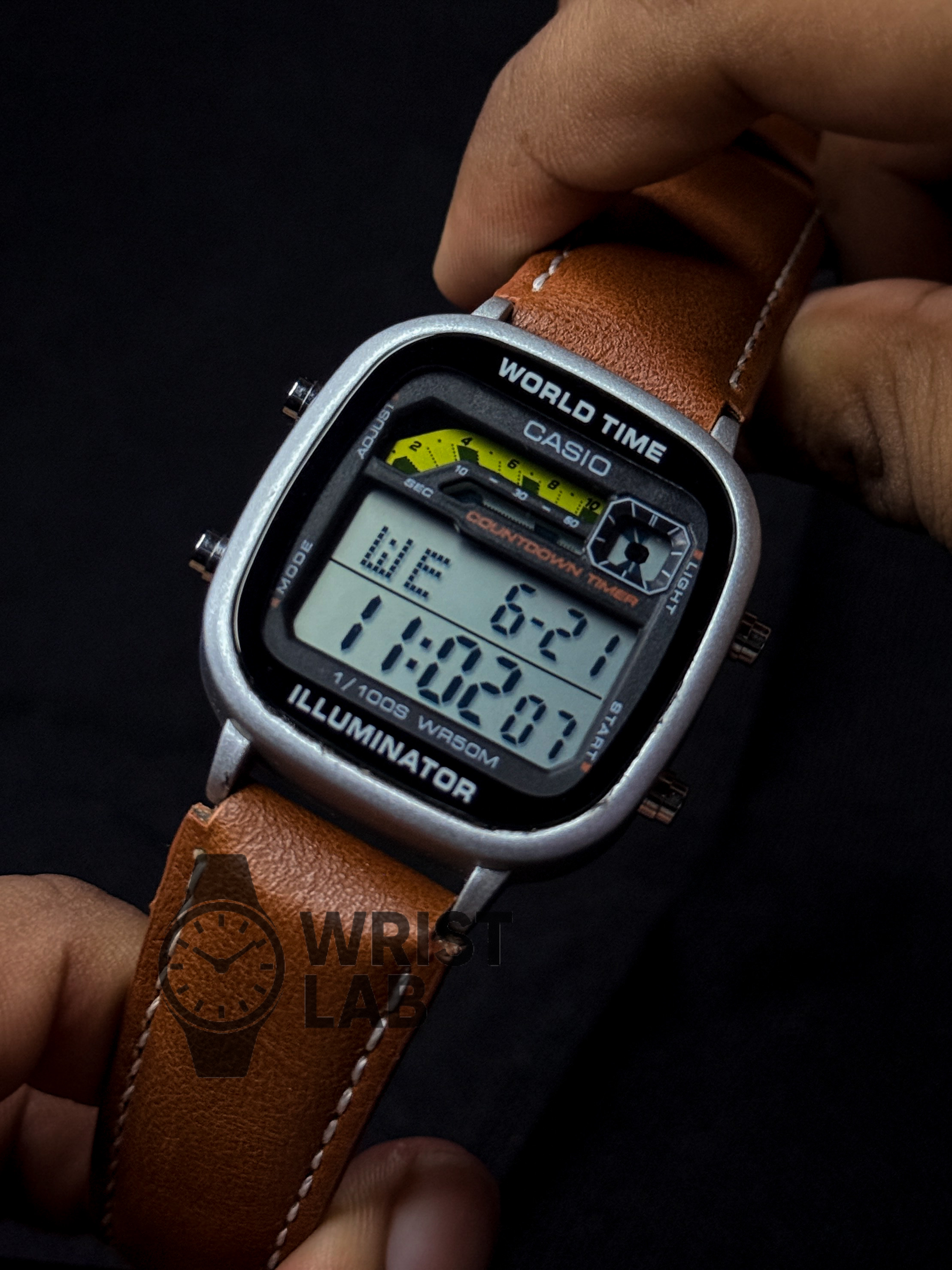CASIO RETRO WORLD TIMER DIGITAL BISCUIT BELT SILVER CASE_img_2