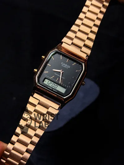 CASIO AQ ANALOG X DIGITAL WATCH COPPER CASE BLACK DIAL_img_2