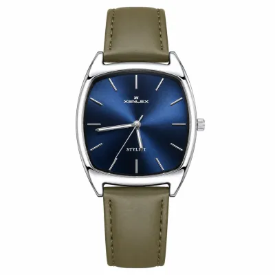 XENLEX STYLINT BLUE SUNBURST DIAL LEATHER STRAP WATCH_img_0