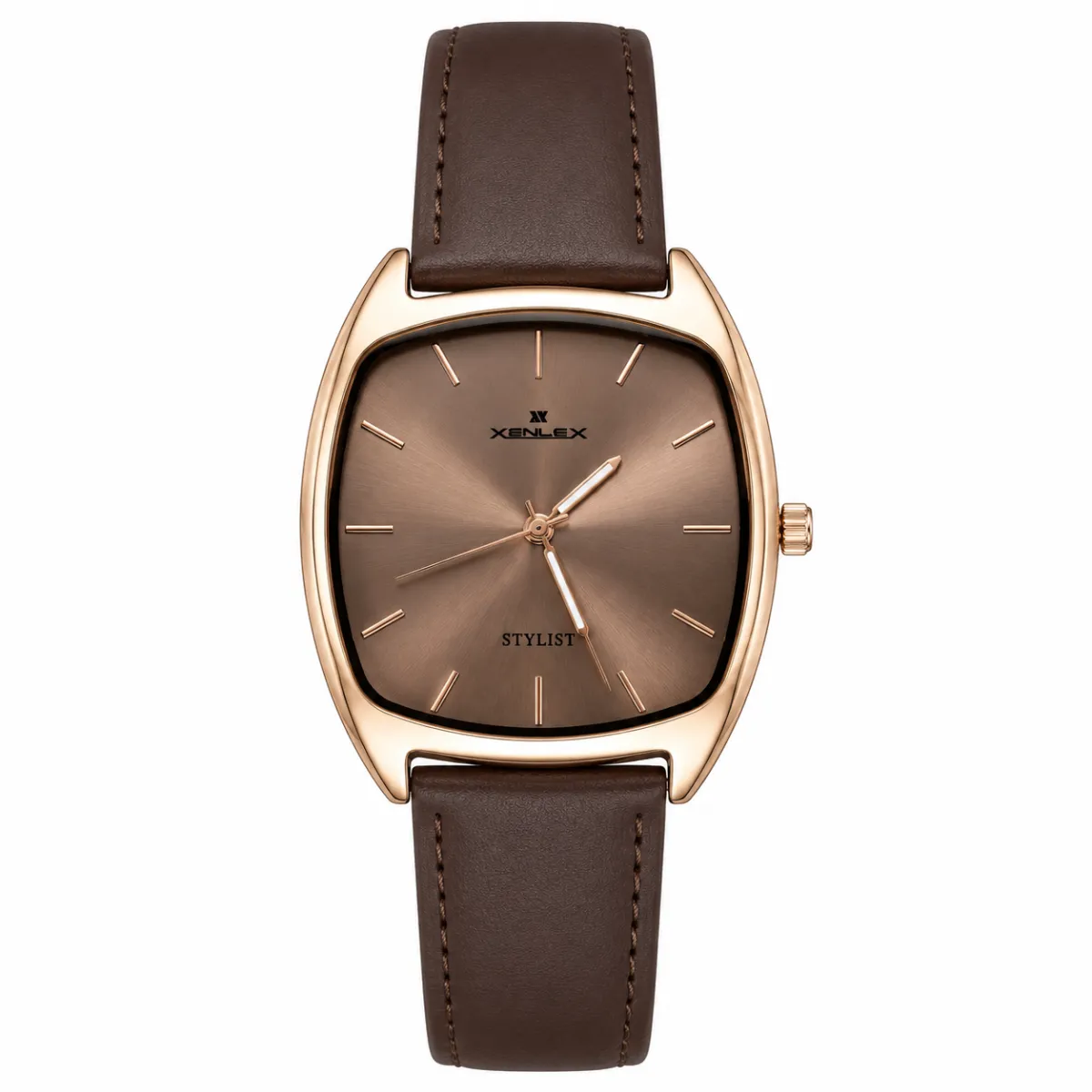 XENLEX STYLINT BROWN DIAL BROWN LEATHER STRAP WATCH
