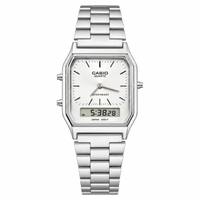 CASIO NOIR LEGACY ANALOG X DIGITAL WATCH SILVER CASE WHITE DIAL_img_0