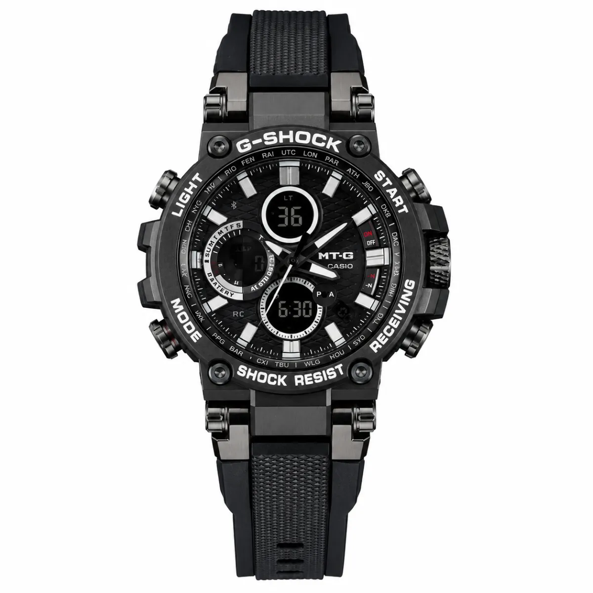 G-SHOCK TITAN FORCE ANALOG X DIGITAL BLACK BEZEL WHITE ACCENT SPORT WATCH