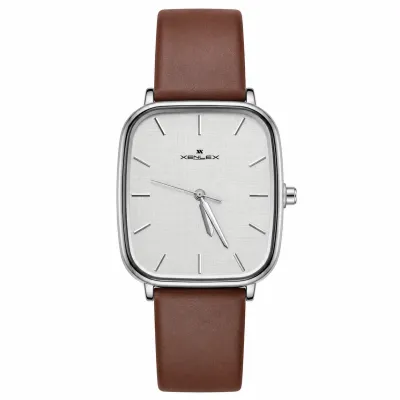 XENLEX MINIMALIST SILVER LINEN DIAL LEATHER STRAP WATCH_img_0