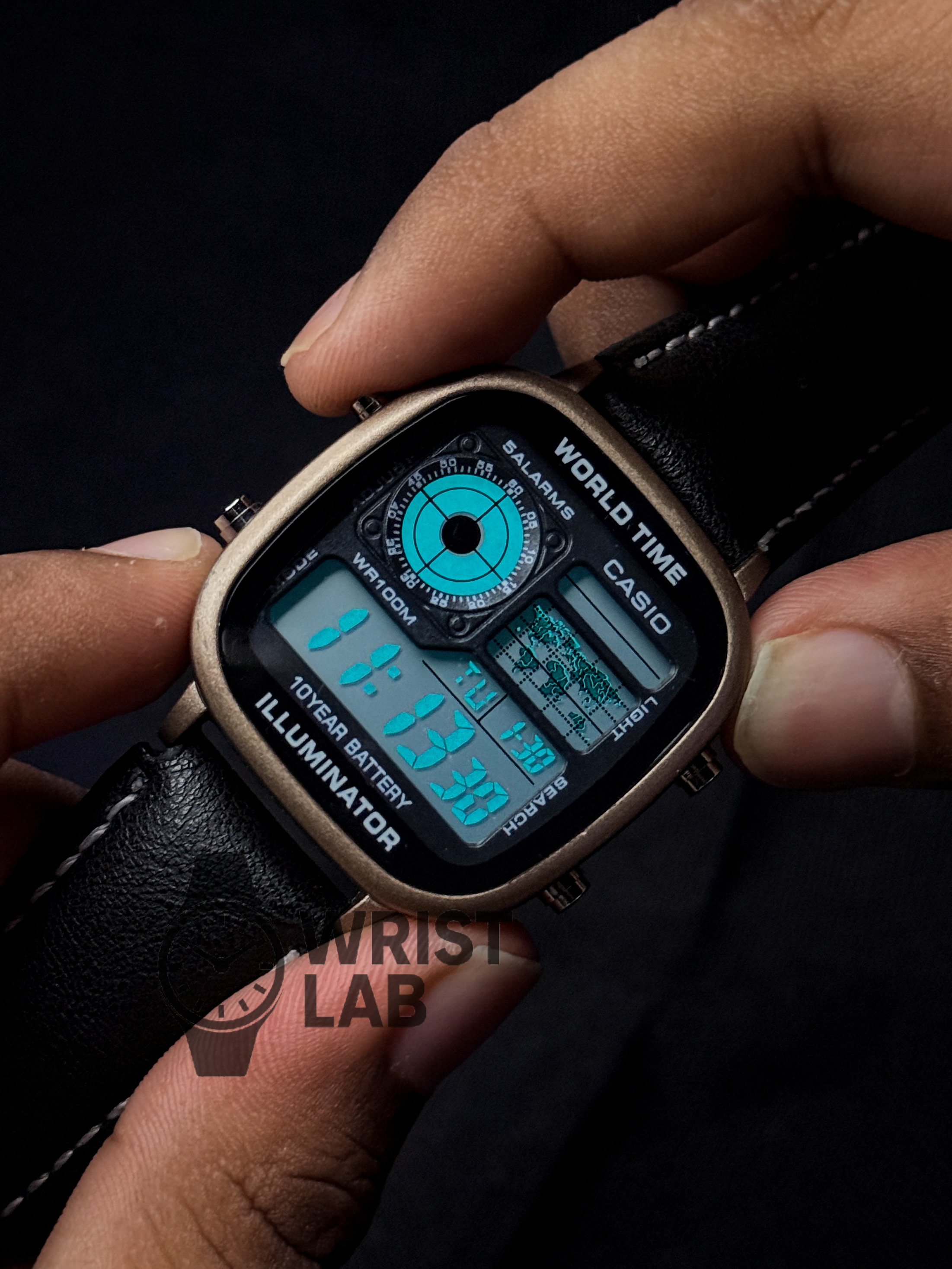 CASIO RETRO WORLD TIMER MAP DIGITAL BLACK BELT BRONZE CASE_img_3