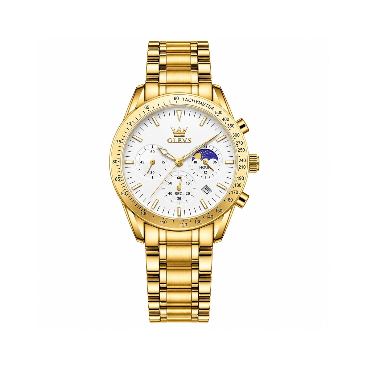 OLEVS MULTI-FUNCTION STYLE GOLDEN CASE WHITE DIAL_img_0