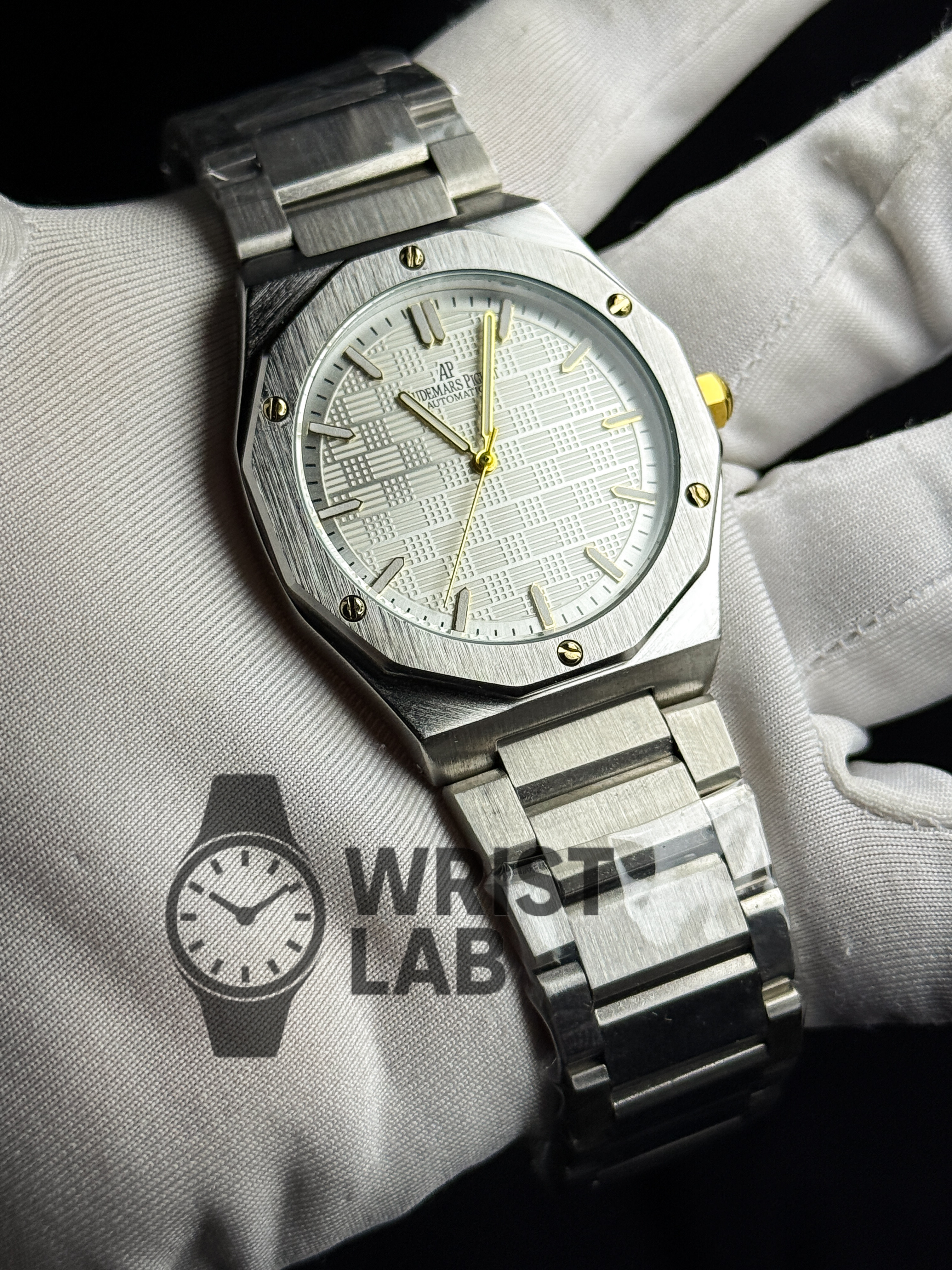 AP ROYAL AZURE OCTA-LINK TWO TONE WHITE DIAL SILVER CHAIN_img_2