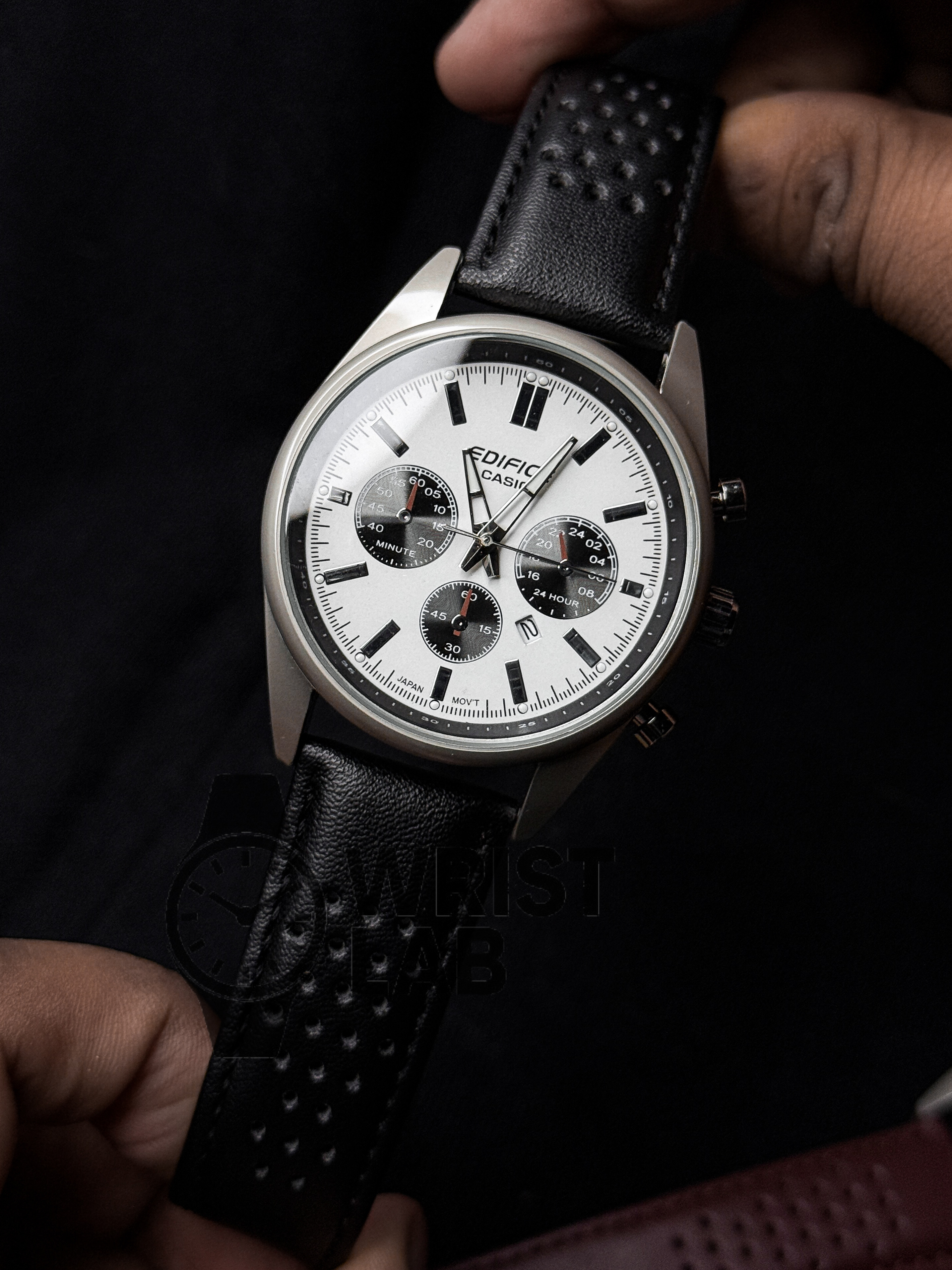 EDIFICE CLASSIC TRI-SUBDIAL WHITE DIAL BLACK BELT_img_2