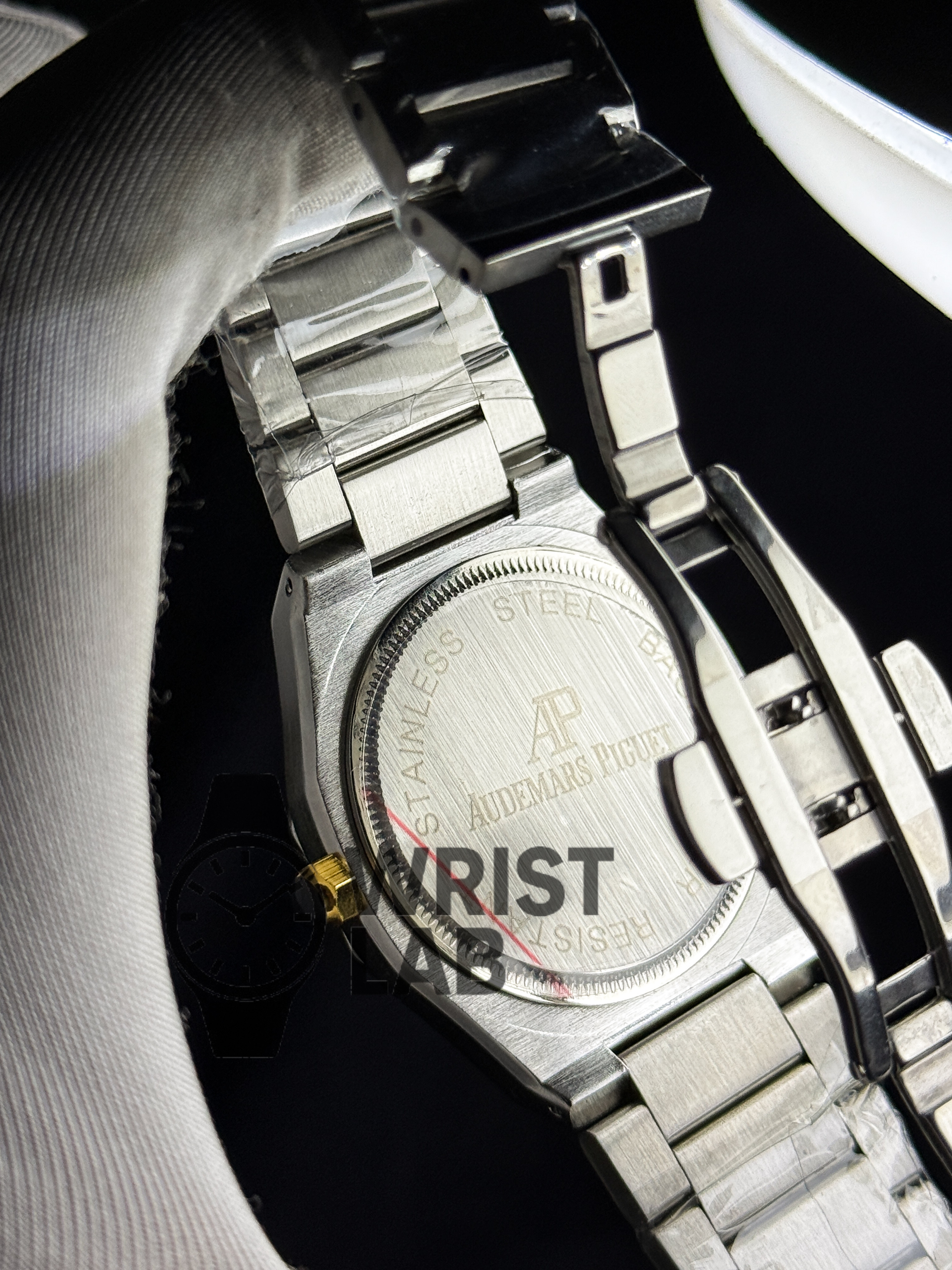 AP ROYAL AZURE OCTA-LINK TWO TONE BLACK DIAL SILVER CHAIN_img_5